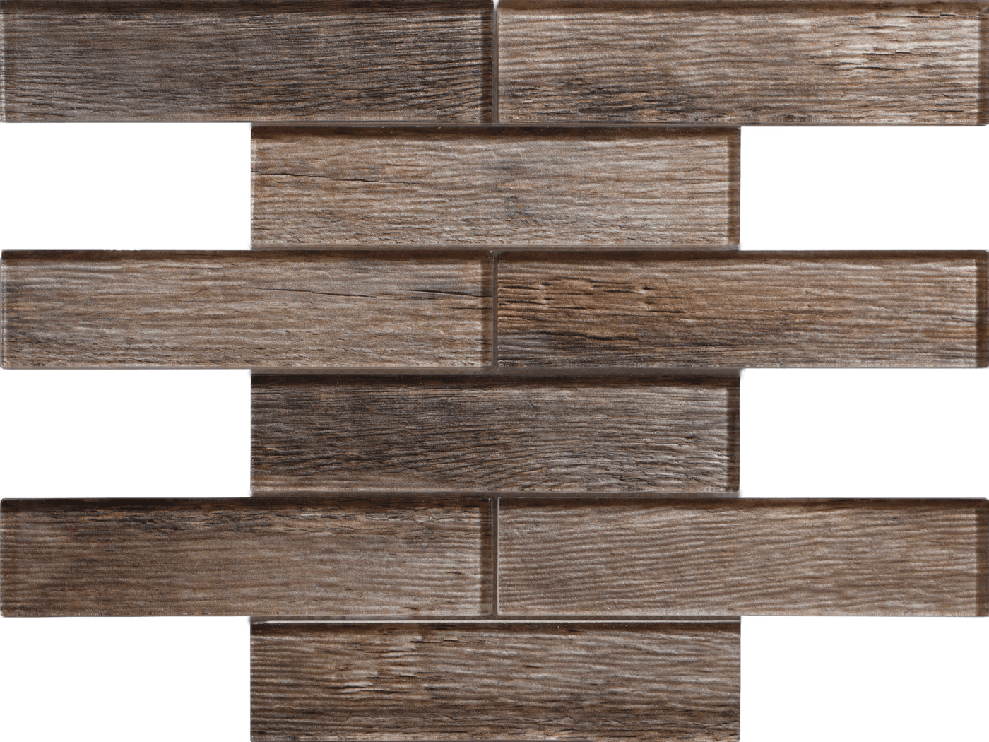 Tesoro Wood Glass 2 x 8 Linear 11.75" x 12" Glass Mosaic