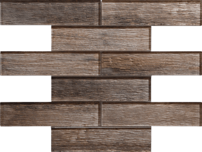 Tesoro Wood Glass 2 x 8 Linear 11.75" x 12" Glass Mosaic