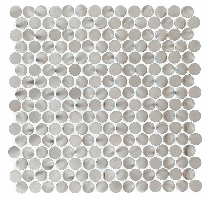 Ottimo Ceramics Steel Penny Round 12" x 12" Stainless Steel Mosaic