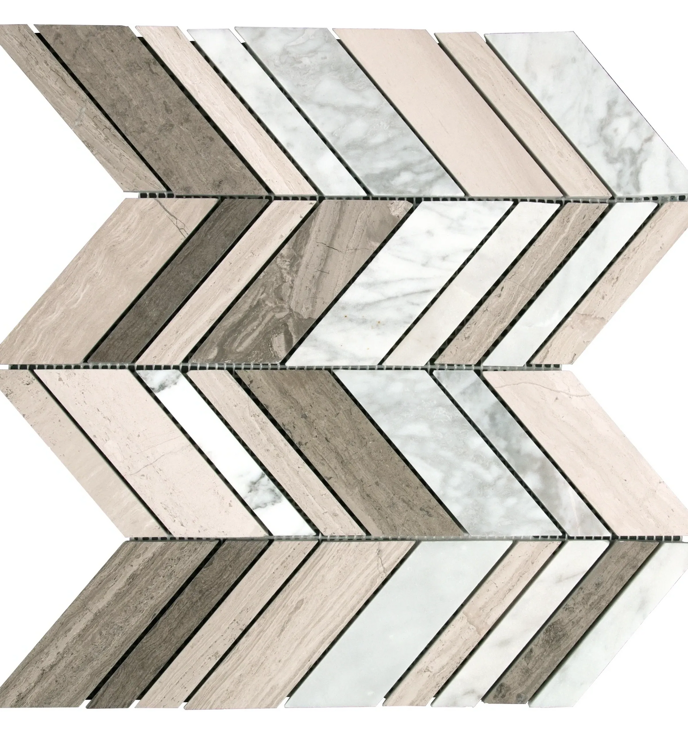 Aspire Stone Marble Blend Arrow 12" x 12" Marble Mosaic