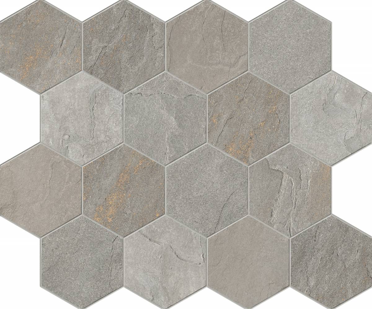 Landmark Ceramics Bluestone 3 x 3 Hex 10" x 12" Porcelain Mosaic
