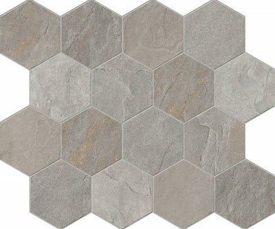 Landmark Ceramics Bluestone 3 x 3 Hex 10" x 12" Porcelain Mosaic