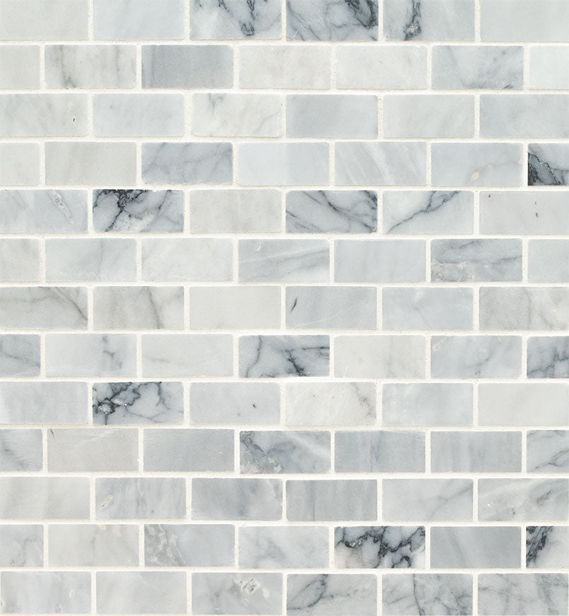 MS International Carrara Brick 1 x 2 11.81" x 11.81" Marble Mosaic