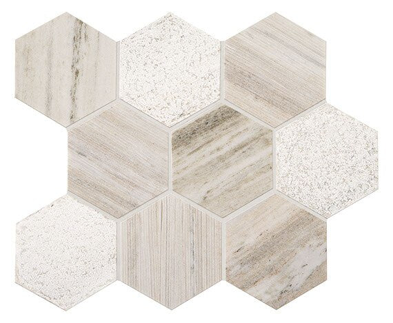 Marazzi Haven Point 4 x 4 Hexagon 10" x 13" Natural Stone Mosaic