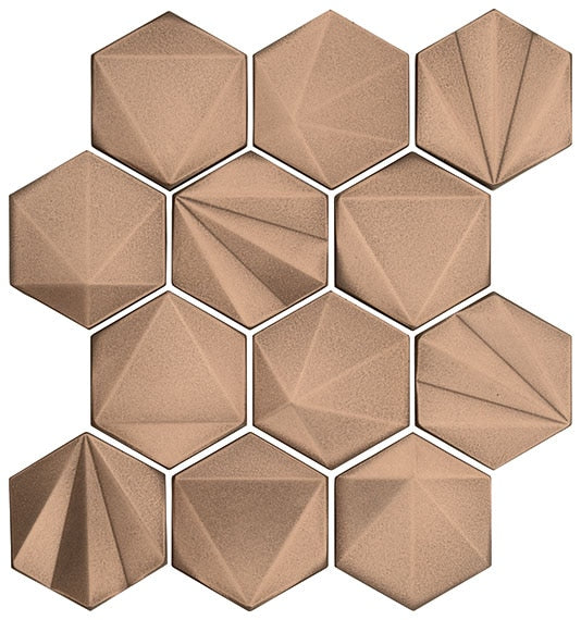 Marazzi Geometal 3 x 3 Hexagon 11" x 12" Metal Mosaic