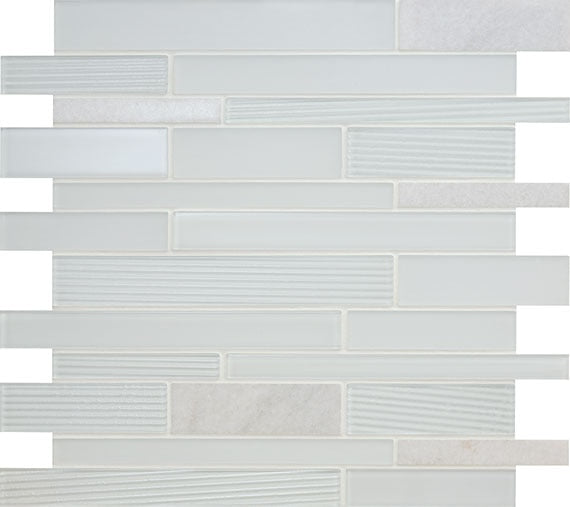 American Olean Serentina Random Linear 12" x 13" Stone & Glass Mosaic