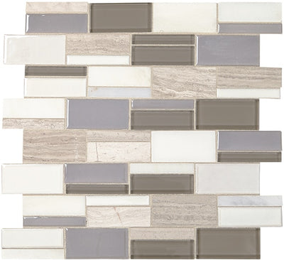 Marazzi Midpark Mosaics 3" Random 12" x 14" Stone & Glass Mosaic