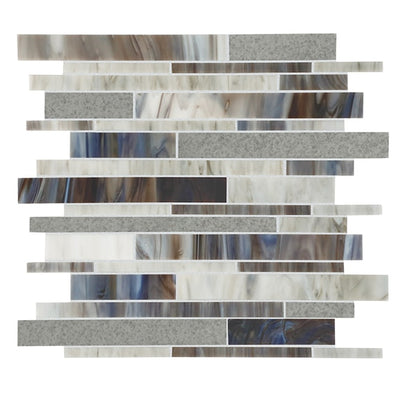 American Olean Stone Theory Random Linear Stacked 12" x 14" Antiqued Mirror & Glass Mosaic