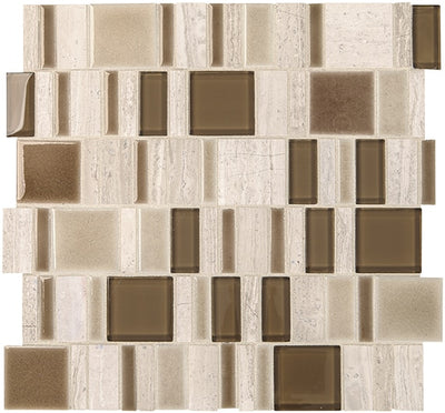 Marazzi Midpark Mosaics 2" Random 14" x 14" Stone & Glass Mosaic