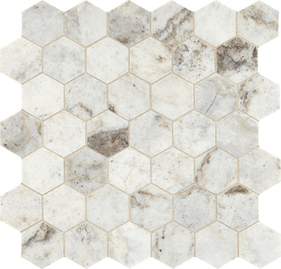 American Olean Presario 2" Hexagon 12" x 12" Marble Mosaic