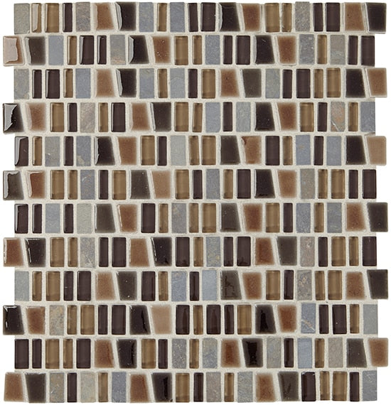 Marazzi Midpark Mosaics 1" Trapezoid 12" x 12" Stone & Glass Mosaic