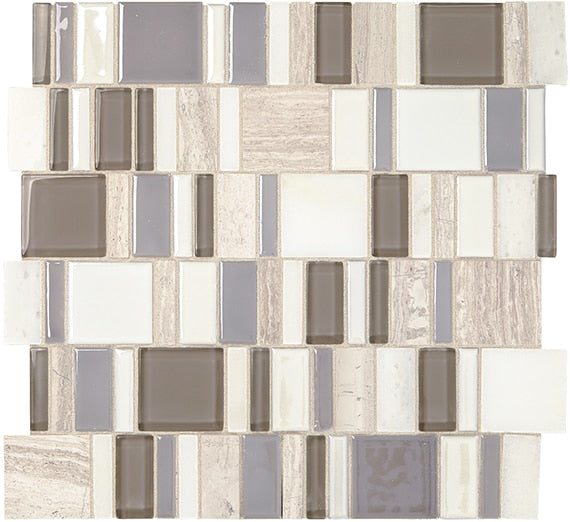 Marazzi Midpark Mosaics 2" Random 14" x 14" Stone & Glass Mosaic