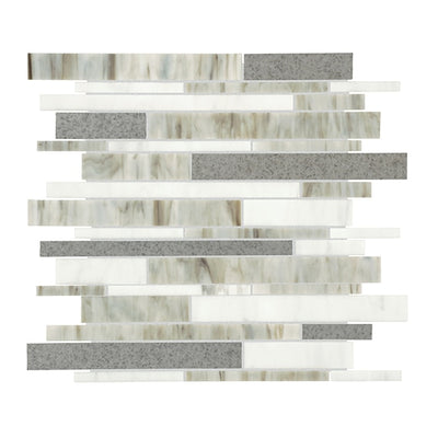 American Olean Stone Theory Random Linear Stacked 12" x 14" Antiqued Mirror & Glass Mosaic