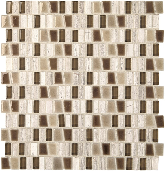 Marazzi Midpark Mosaics 1" Trapezoid 12" x 12" Stone & Glass Mosaic