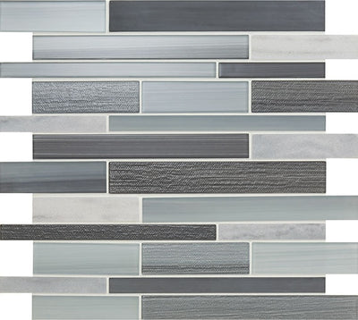 American Olean Serentina Random Linear 12" x 13" Stone & Glass Mosaic