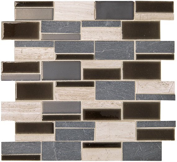 Marazzi Midpark Mosaics 3" Random 12" x 14" Stone & Glass Mosaic