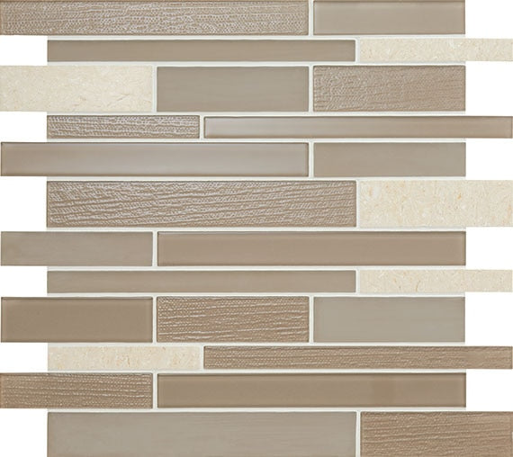 American Olean Serentina Random Linear 12" x 13" Stone & Glass Mosaic