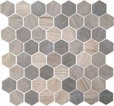 American Olean Crosswood 1.5" Hexagon 11" x 12" Glass Mosaic