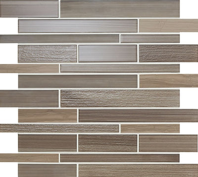 American Olean Serentina Random Linear 12" x 13" Stone & Glass Mosaic