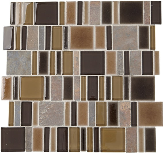 Marazzi Midpark Mosaics 2" Random 14" x 14" Stone & Glass Mosaic