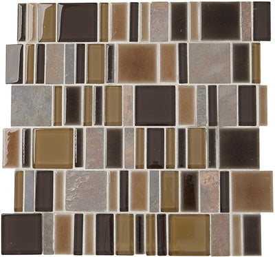 Marazzi Midpark Mosaics 2" Random 14" x 14" Stone & Glass Mosaic