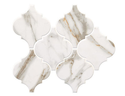 Marazzi Marble Obsession 6" Arabesque 5.25" x 6" Calacatta Gold Ceramic Tile