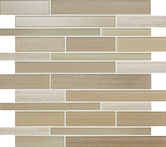 American Olean Serentina Random Linear 12" x 13" Stone & Glass Mosaic