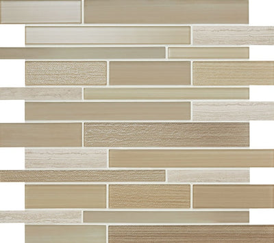 American Olean Serentina Random Linear 12" x 13" Stone & Glass Mosaic