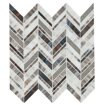 American Olean Stone Theory 3" Chevron 12" x 14" Antiqued Mirror & Glass Mosaic