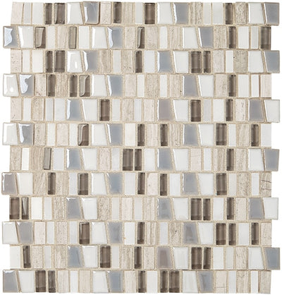 Marazzi Midpark Mosaics 1" Trapezoid 12" x 12" Stone & Glass Mosaic