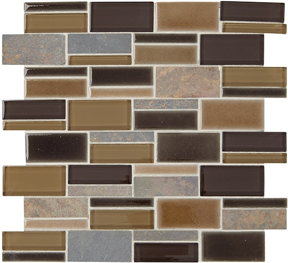 Marazzi Midpark Mosaics 3" Random 12" x 14" Stone & Glass Mosaic