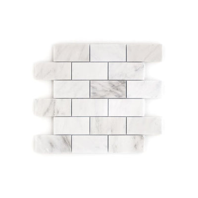 Jeffrey Court Classic Statuario 2" x 4" Brick 12" x 12" Marble Mosaic