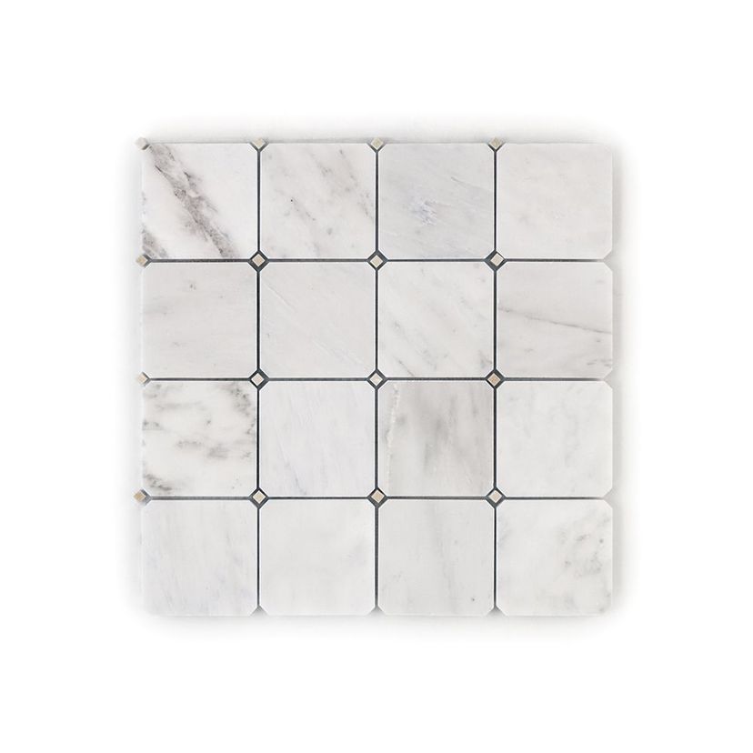 Jeffrey Court Classic Statuario Octagon Dot 11.25" x 11.25" Marble Mosaic