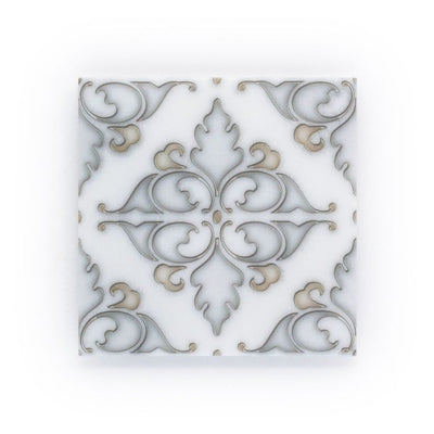 Jeffrey Court Classic Statuario Deco 6" x 6" Marble Tile