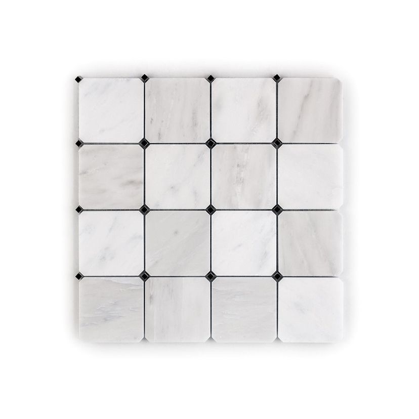 Jeffrey Court Classic Statuario Octagon Dot 11.25" x 11.25" Marble Mosaic
