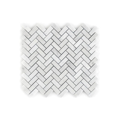Jeffrey Court Classic Statuario 1.75" Herringbone 12" x 12.75" Marble Mosaic