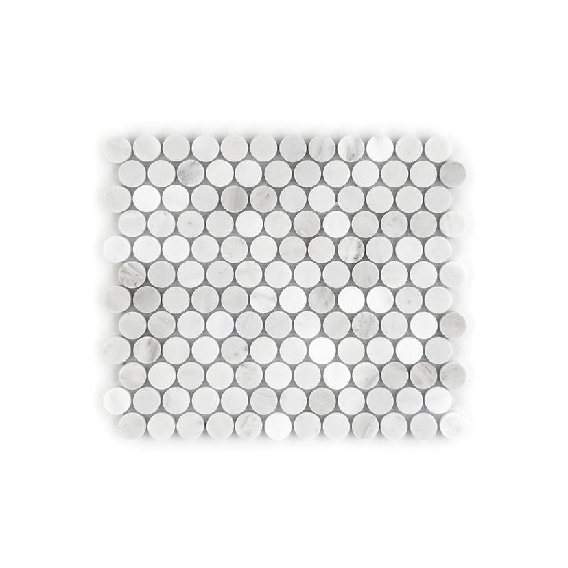 Jeffrey Court Classic Statuario 1" Penny Round 10.88" x 12.38" Marble Mosaic