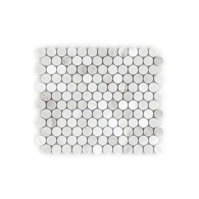 Jeffrey Court Classic Statuario 1" Penny Round 10.88" x 12.38" Marble Mosaic