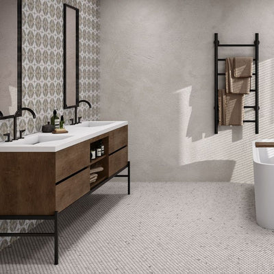 Jeffrey Court Classic Statuario 1" Penny Round 10.88" x 12.38" Marble Mosaic