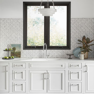 Jeffrey Court Classic Statuario Waterfall 11.25" x 11.25" Marble Mosaic