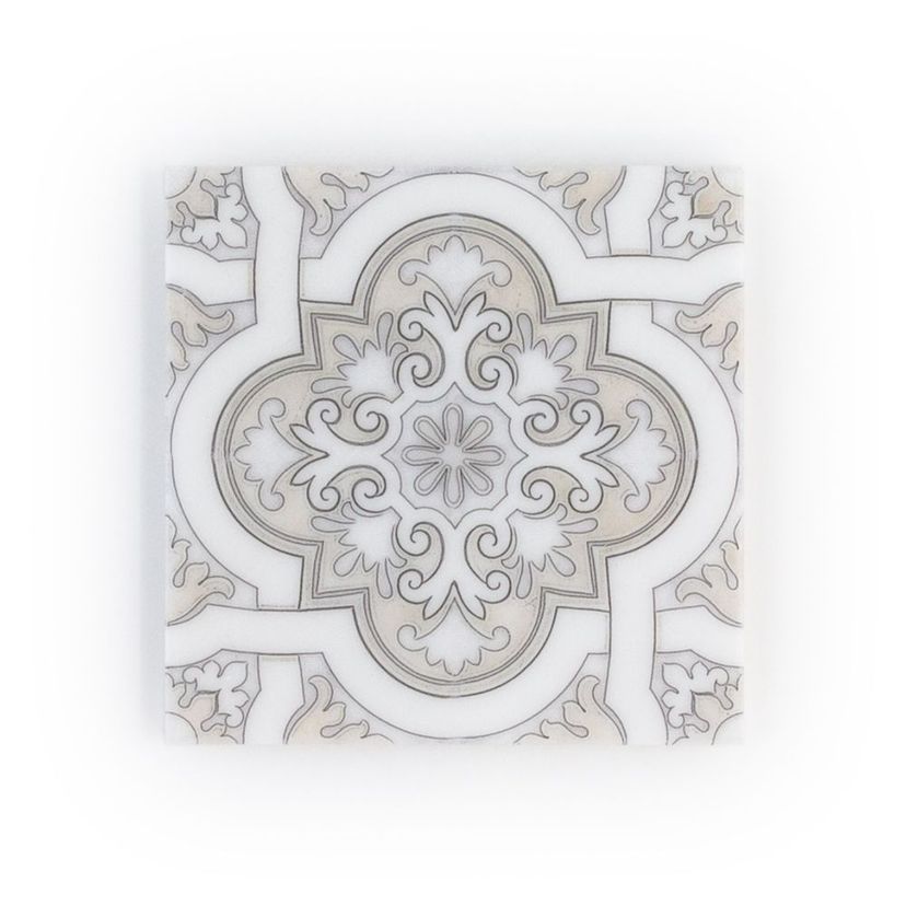 Jeffrey Court Classic Statuario Deco 6" x 6" Marble Tile