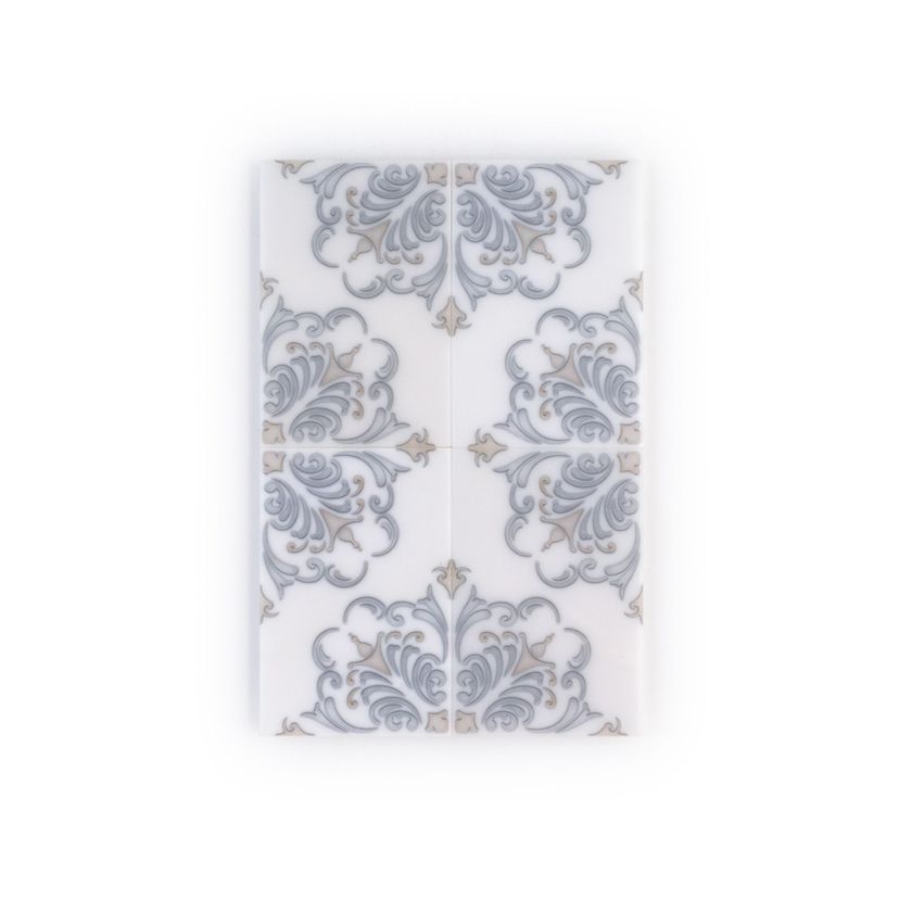 Jeffrey Court Classic Statuario Deco 4" x 6" Marble Tile