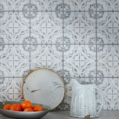 Jeffrey Court Classic Statuario Deco 6" x 6" Marble Tile
