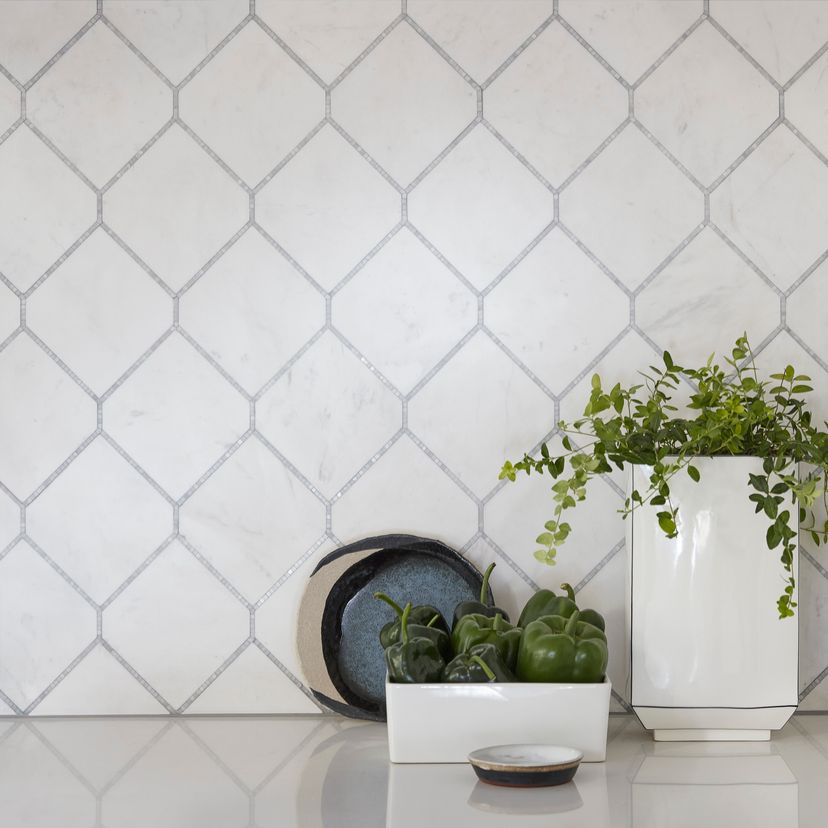 Jeffrey Court Park Place Diamond 9.13" x 13.25" Marble Mosaic