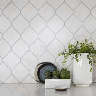 Jeffrey Court Park Place Diamond 9.13" x 13.25" Marble Mosaic