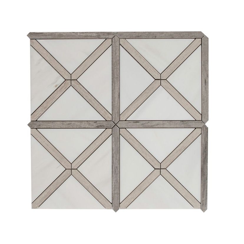 Jeffrey Court Rotunda Harrisburg 12" x 12" Marble & Porcelain Mosaic