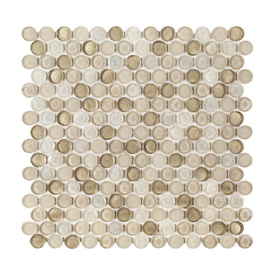 Jeffrey Court Suite Penny Round 11.13" x 11.88" Glass Mosaic