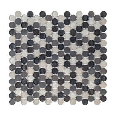 Jeffrey Court Suite Penny Round 11.13" x 11.88" Glass Mosaic