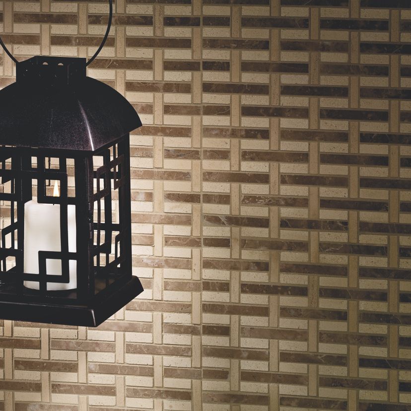 Jeffrey Court Align Woven 10.94" x 11.75" Limestone & Marble Mosaic