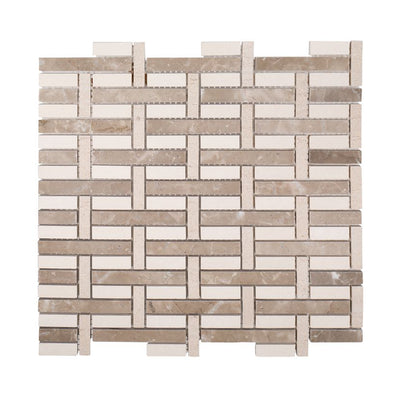 Jeffrey Court Align Woven 10.94" x 11.75" Limestone & Marble Mosaic